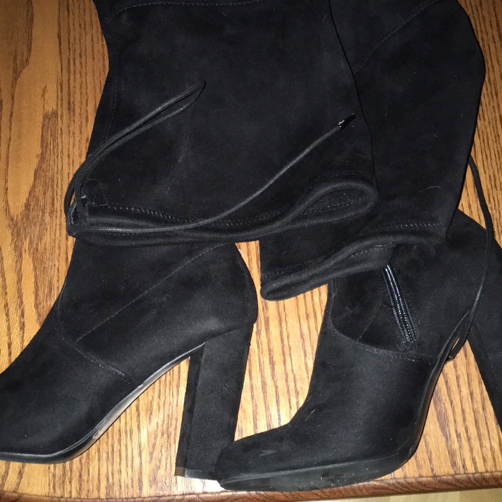 Black thigh high boots